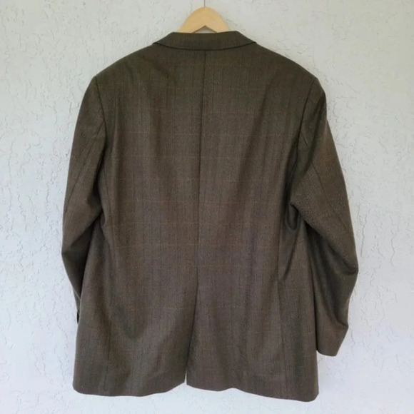 Chaps Ralph Lauren 100% Lambs Wool Men's Suit Jacket‎ Brown Size 46L - Picture 5 of 10
